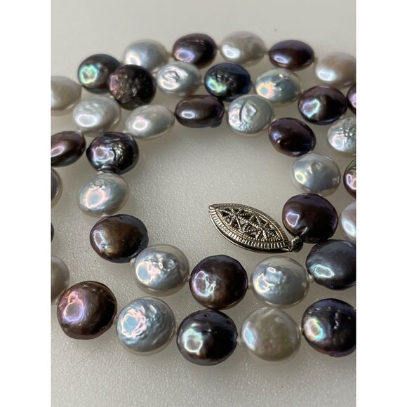 Baroque Pearl Necklace 18" With Sterling Silver Clasp In Iridescent Tones - Picture 8 of 8